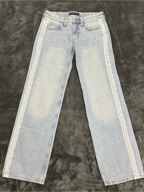 Aeropostale Light Blue Straight Leg Jeans with White Side Stitch
